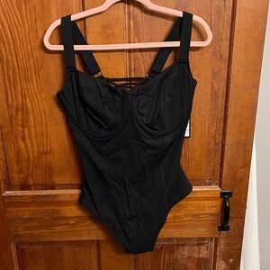 Elegant Black Women's One-Piece Swimsuit